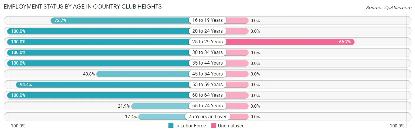Employment Status by Age in Country Club Heights