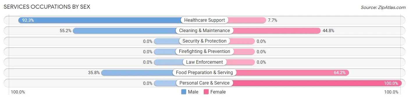 Services Occupations by Sex in Dunkirk