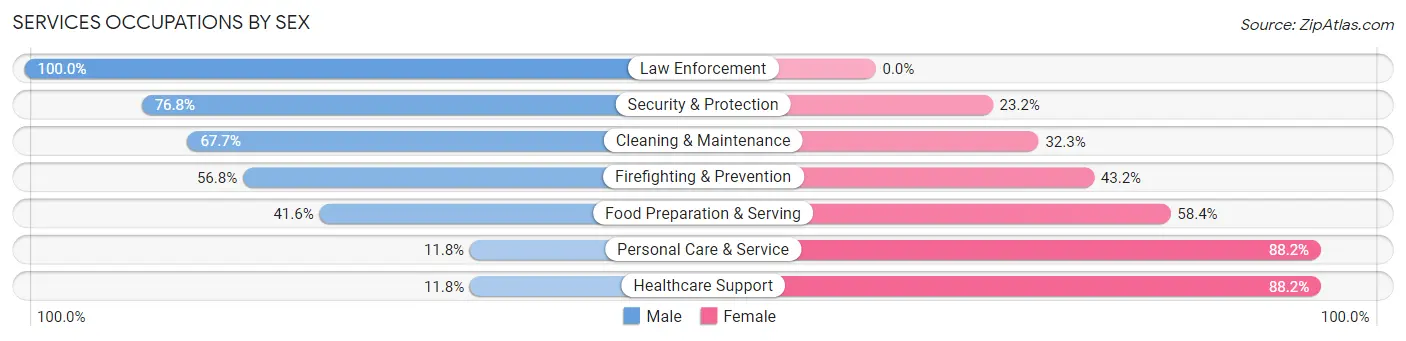 Services Occupations by Sex in Dunlap