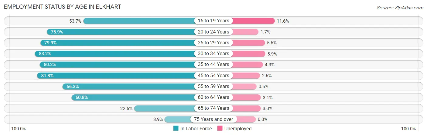 Employment Status by Age in Elkhart