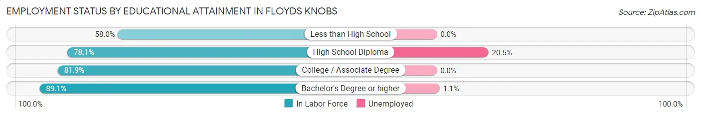 Employment Status by Educational Attainment in Floyds Knobs