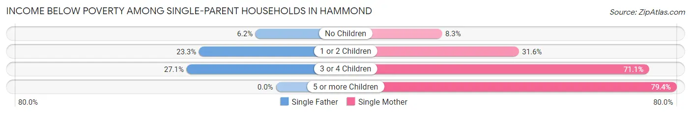 Income Below Poverty Among Single-Parent Households in Hammond