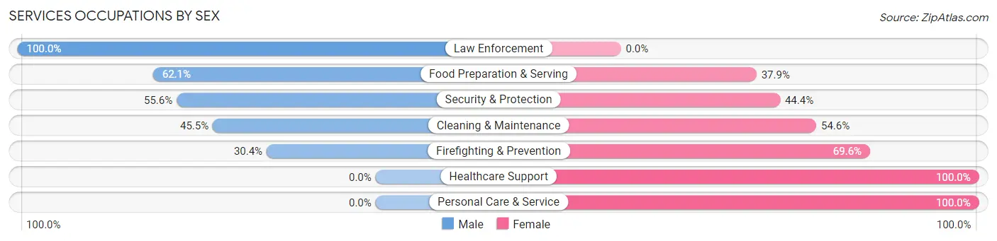 Services Occupations by Sex in Hartford City