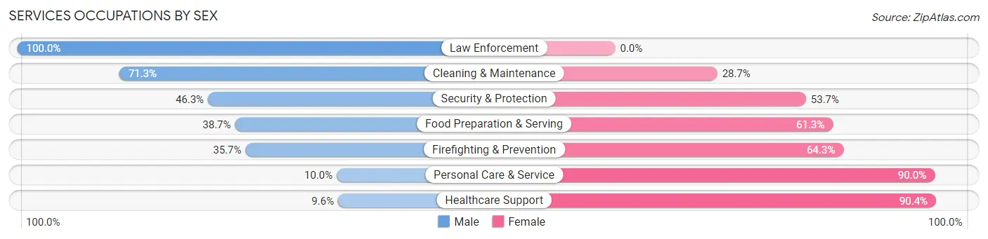 Services Occupations by Sex in Huntington