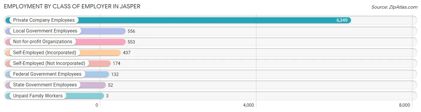 Employment by Class of Employer in Jasper