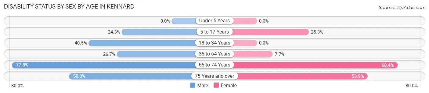 Disability Status by Sex by Age in Kennard
