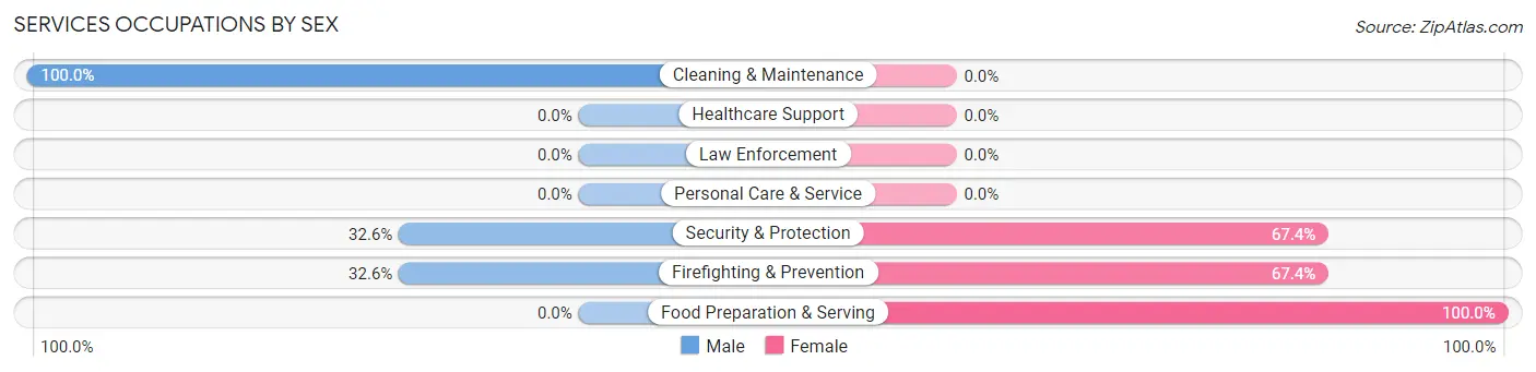 Services Occupations by Sex in Koontz Lake