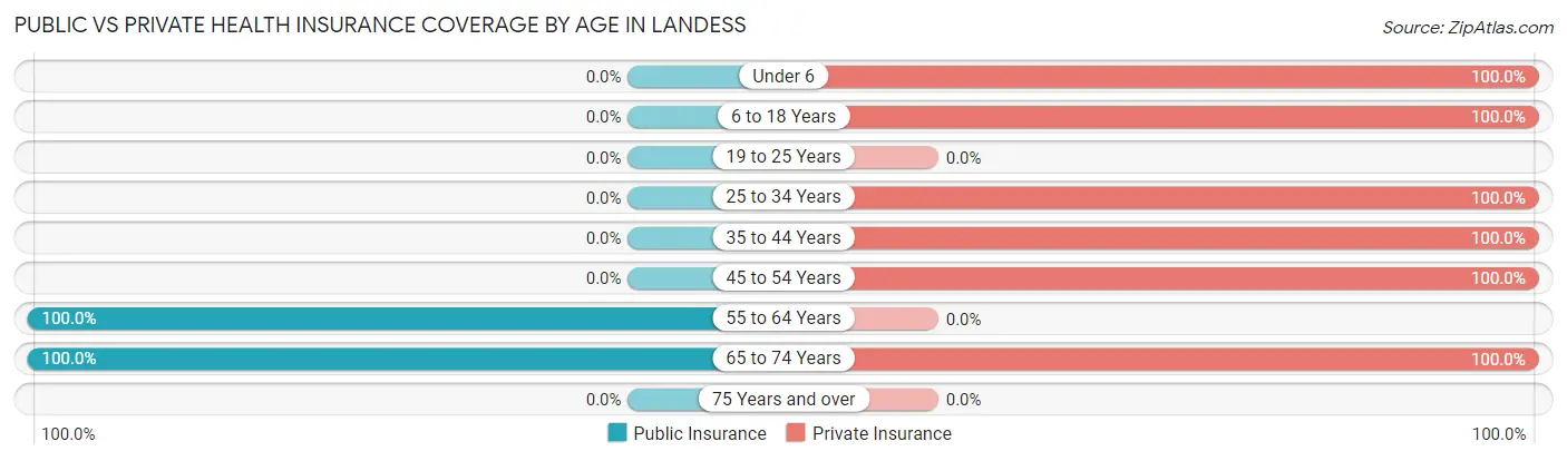 Public vs Private Health Insurance Coverage by Age in Landess