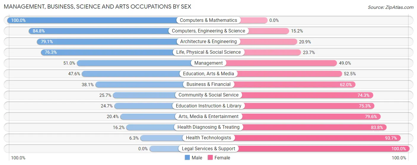 Management, Business, Science and Arts Occupations by Sex in Lebanon