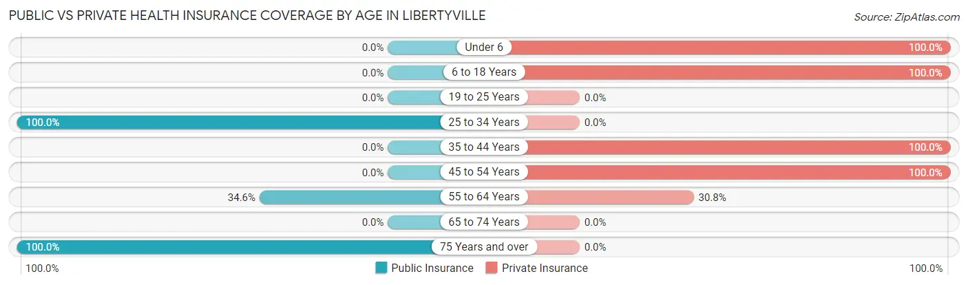 Public vs Private Health Insurance Coverage by Age in Libertyville
