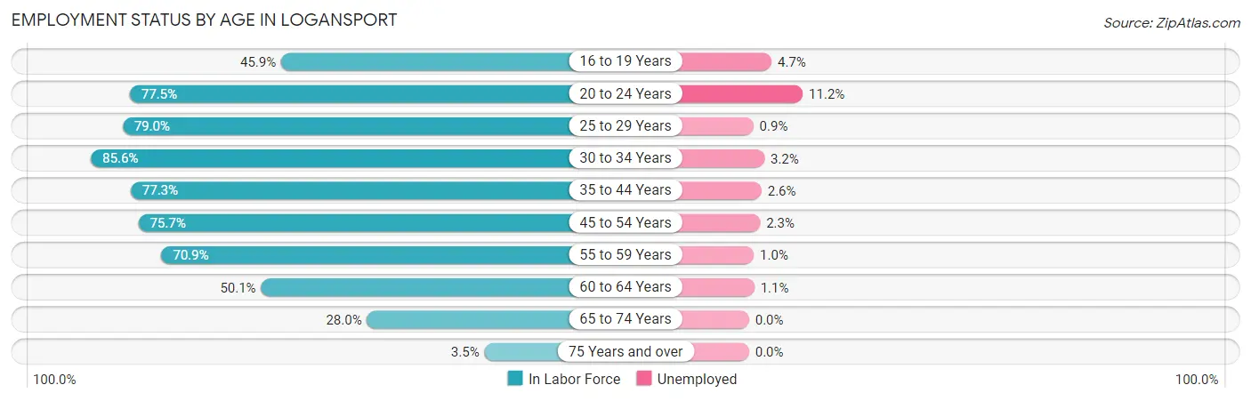 Employment Status by Age in Logansport