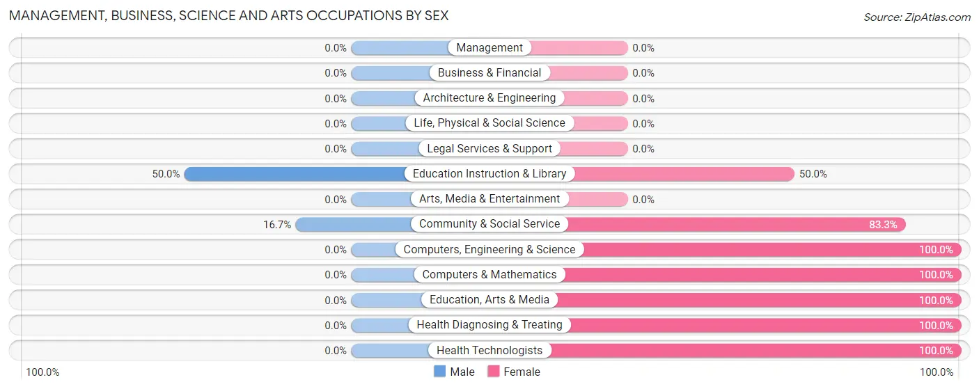 Management, Business, Science and Arts Occupations by Sex in Merom