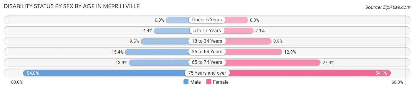 Disability Status by Sex by Age in Merrillville