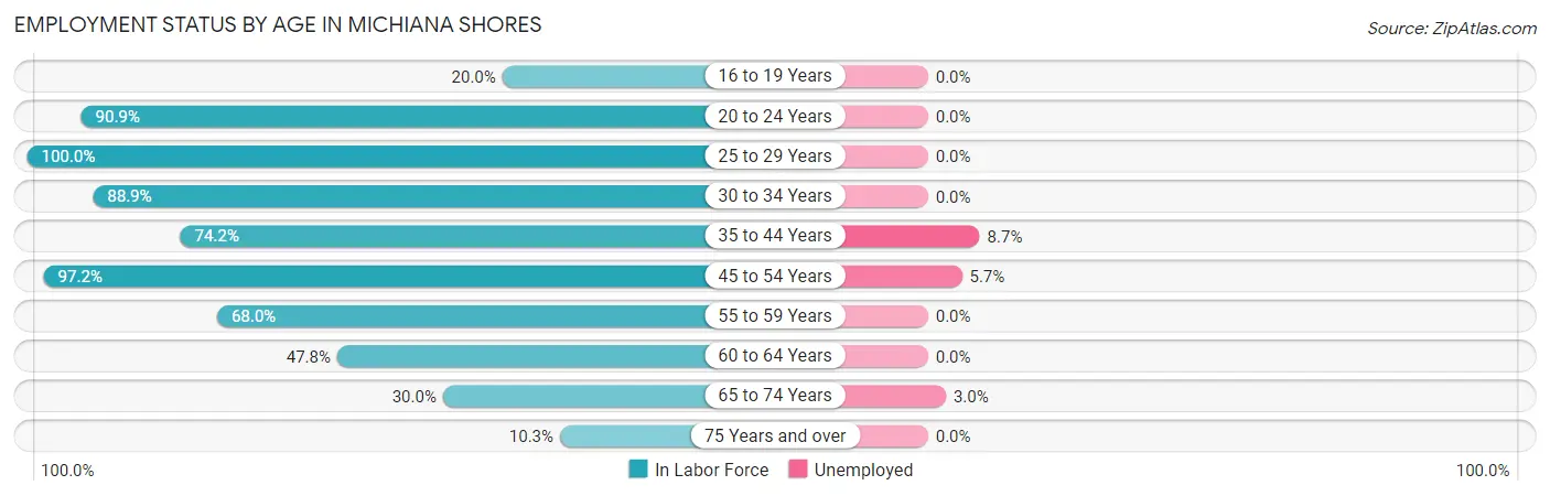 Employment Status by Age in Michiana Shores