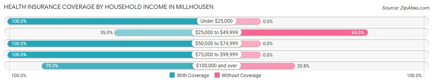 Health Insurance Coverage by Household Income in Millhousen