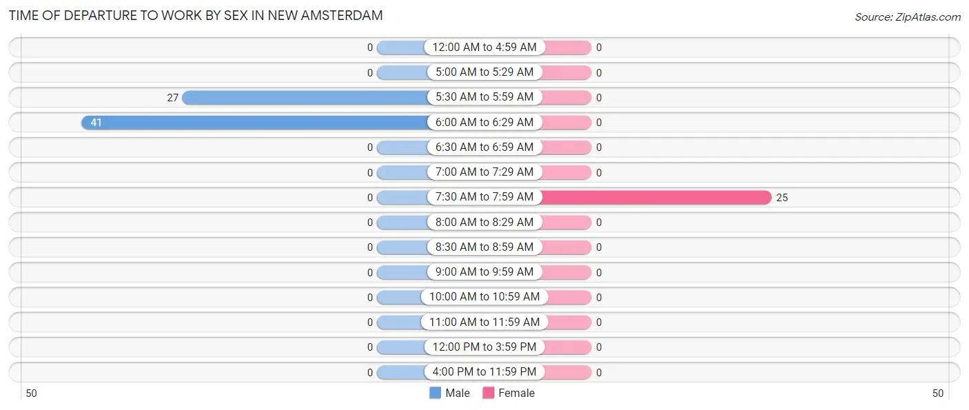 Time of Departure to Work by Sex in New Amsterdam