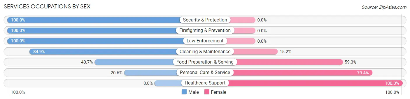 Services Occupations by Sex in New Carlisle