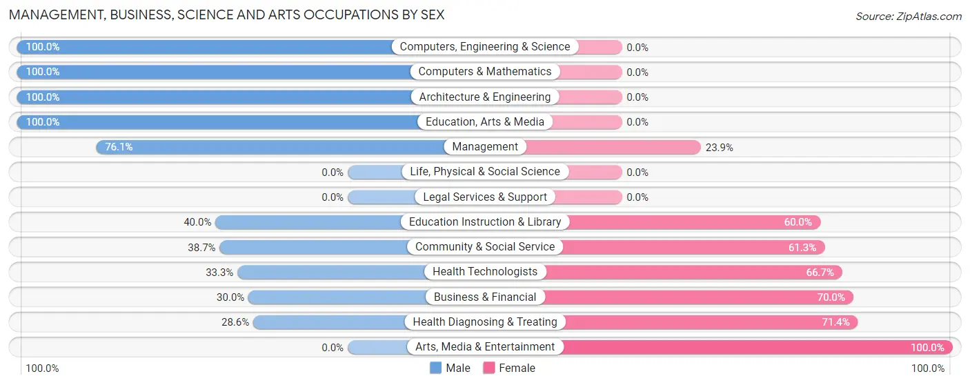 Management, Business, Science and Arts Occupations by Sex in New Pekin