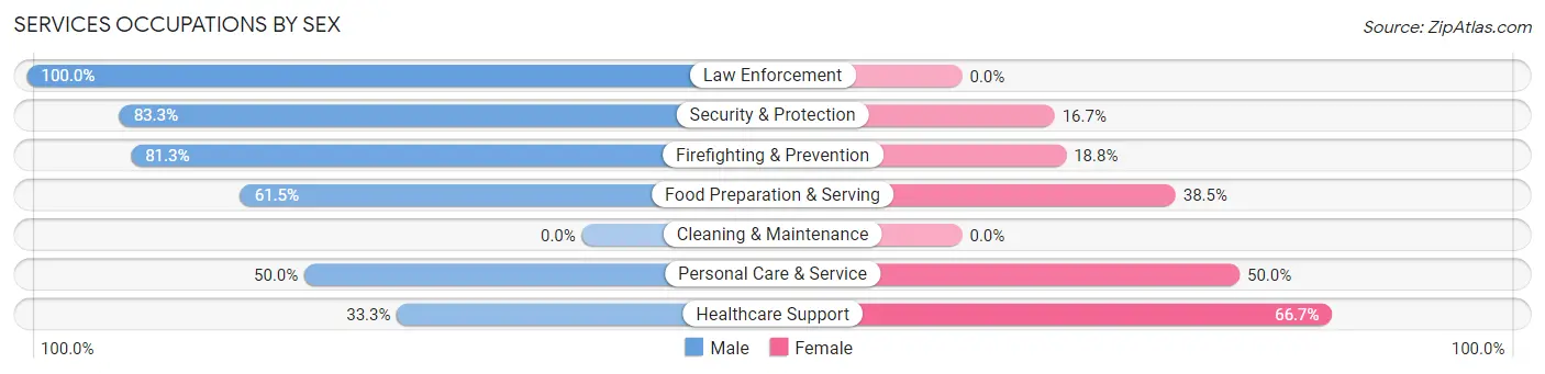 Services Occupations by Sex in New Pekin
