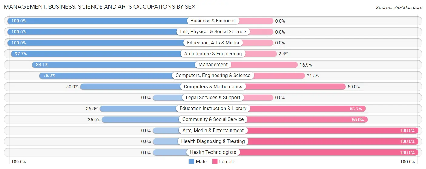 Management, Business, Science and Arts Occupations by Sex in New Whiteland