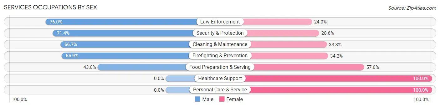 Services Occupations by Sex in North Terre Haute