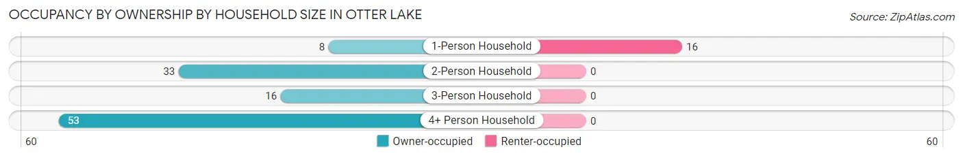 Occupancy by Ownership by Household Size in Otter Lake