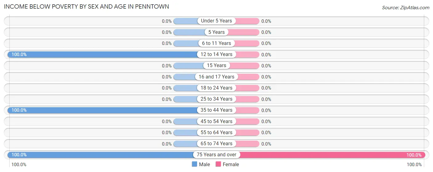Income Below Poverty by Sex and Age in Penntown