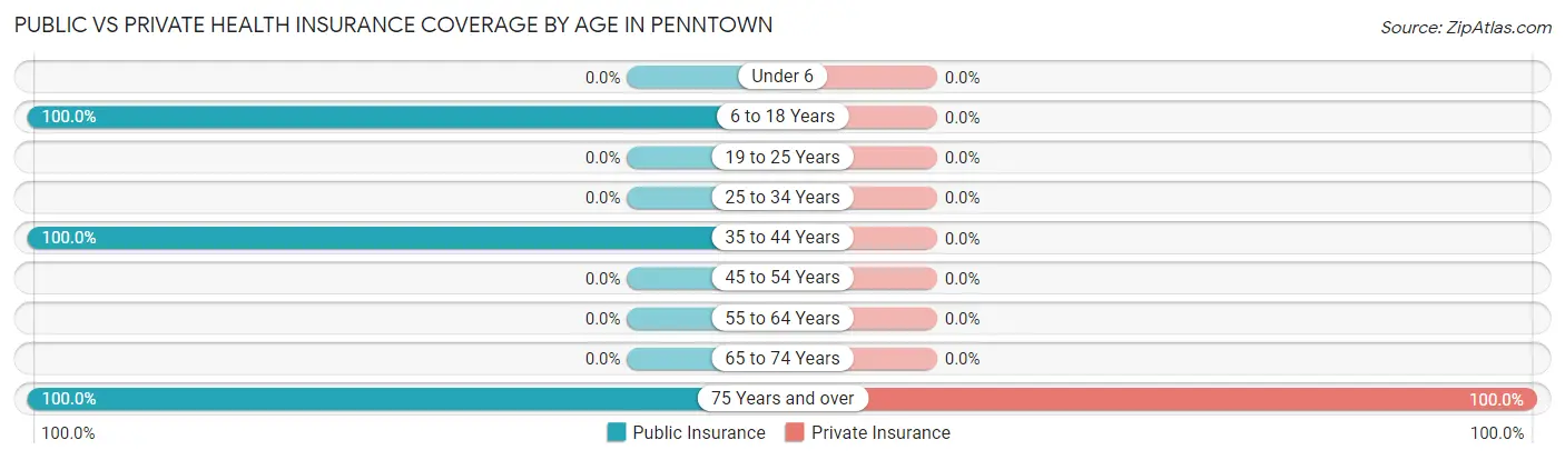 Public vs Private Health Insurance Coverage by Age in Penntown