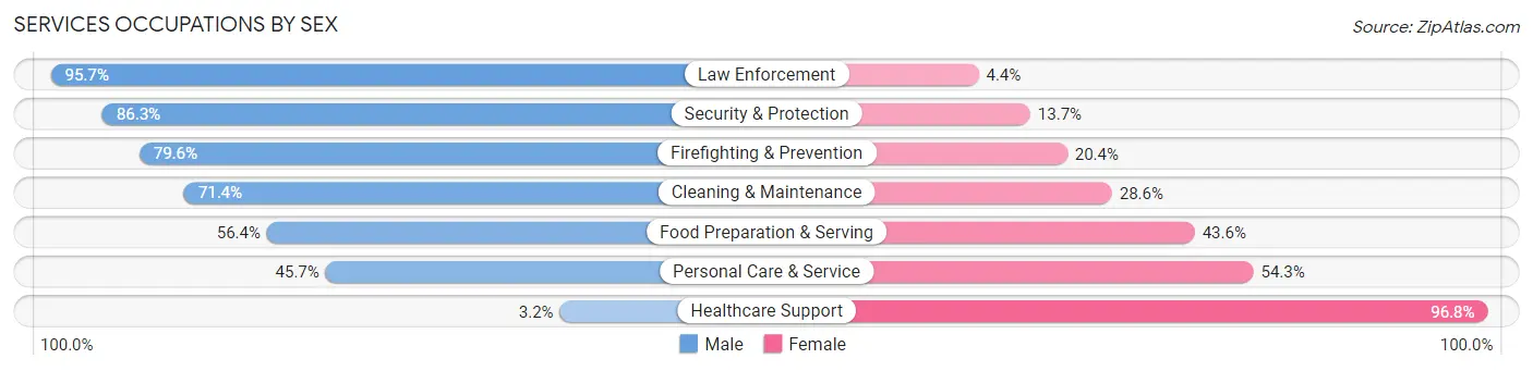 Services Occupations by Sex in Plainfield