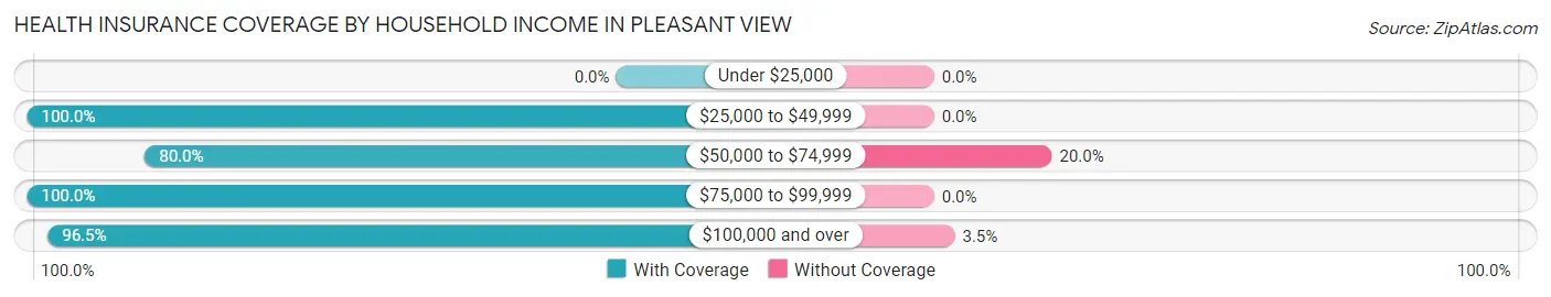 Health Insurance Coverage by Household Income in Pleasant View