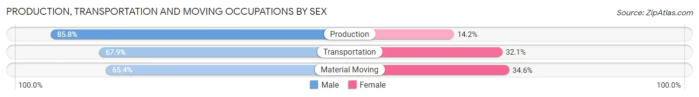 Production, Transportation and Moving Occupations by Sex in Portage