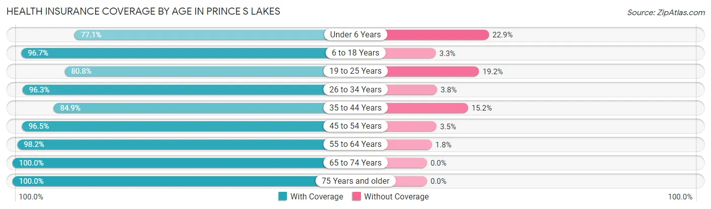 Health Insurance Coverage by Age in Prince s Lakes