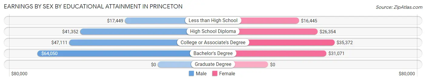 Earnings by Sex by Educational Attainment in Princeton