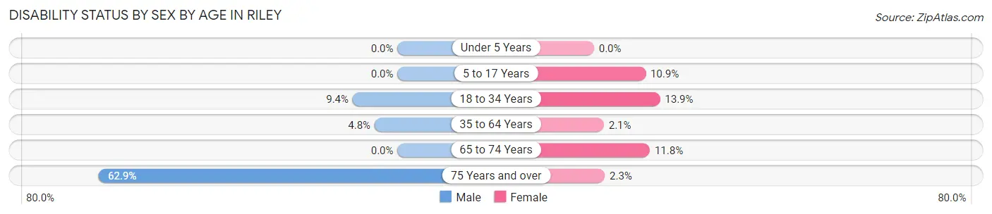 Disability Status by Sex by Age in Riley