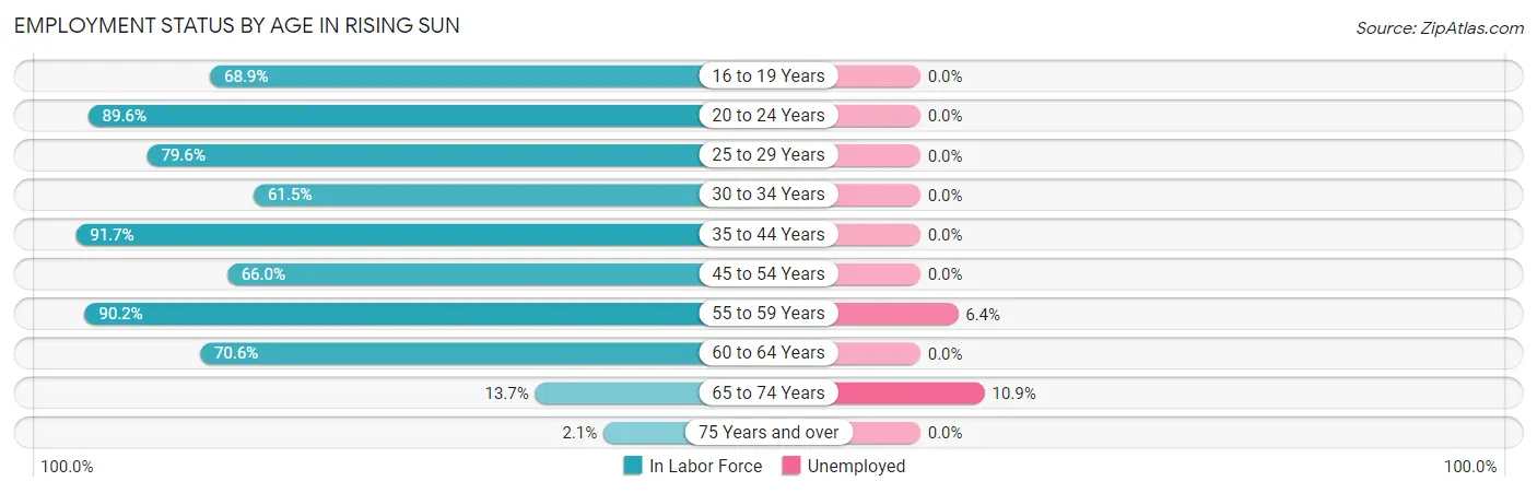 Employment Status by Age in Rising Sun