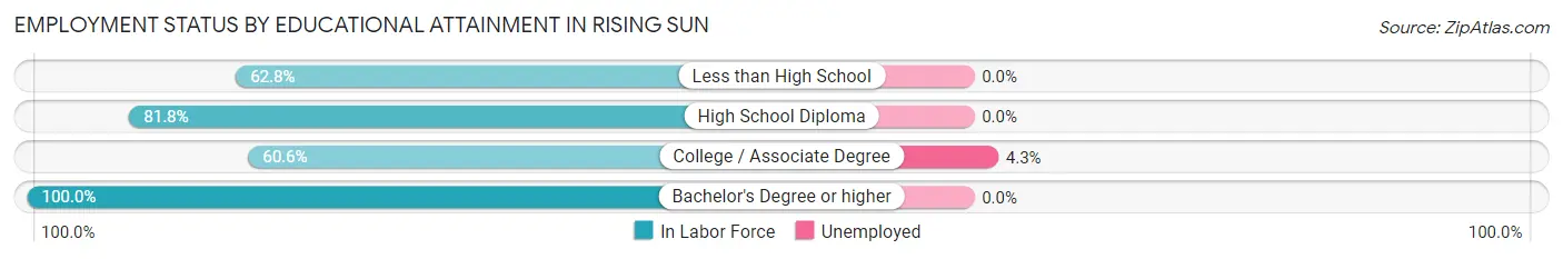 Employment Status by Educational Attainment in Rising Sun