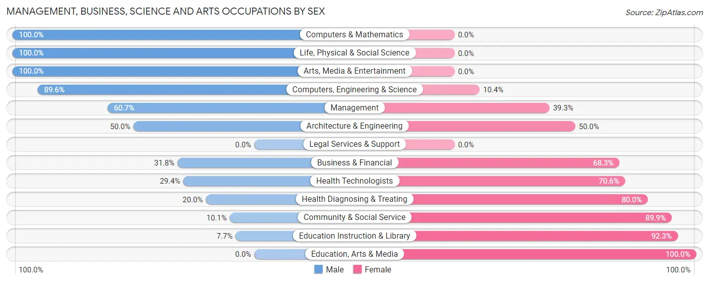 Management, Business, Science and Arts Occupations by Sex in Rising Sun