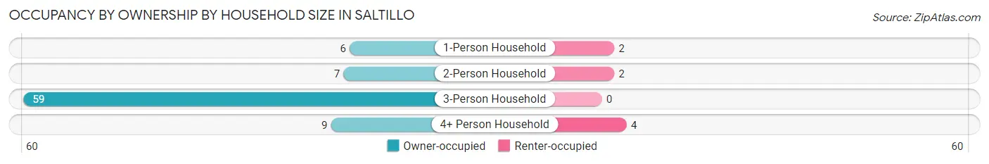 Occupancy by Ownership by Household Size in Saltillo
