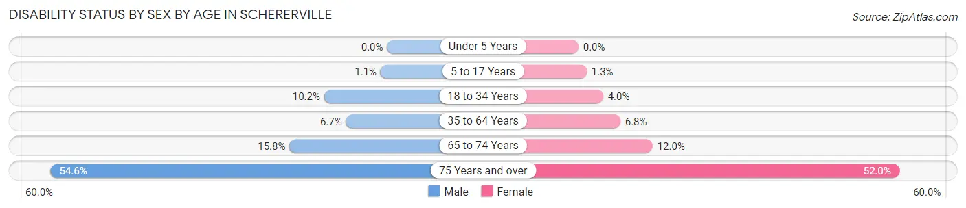 Disability Status by Sex by Age in Schererville
