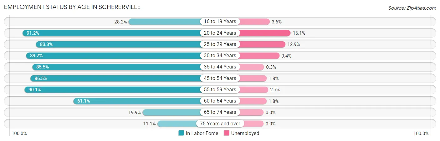 Employment Status by Age in Schererville