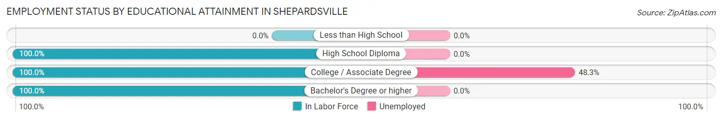 Employment Status by Educational Attainment in Shepardsville