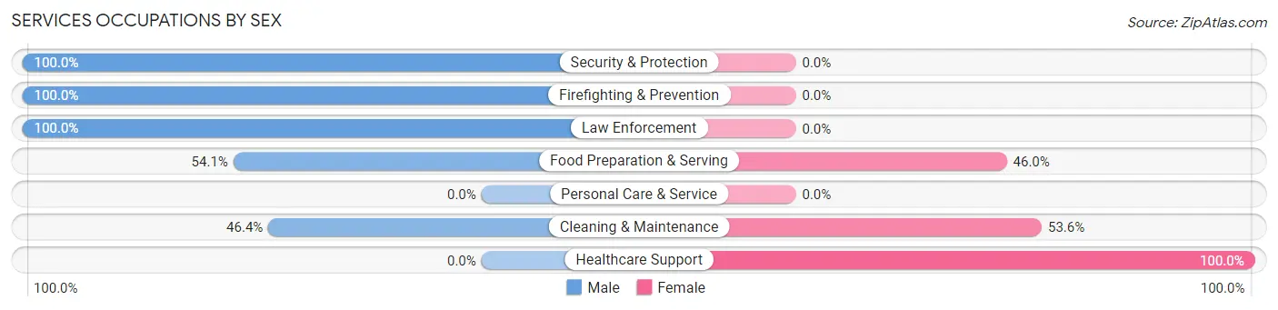 Services Occupations by Sex in Shorewood Forest