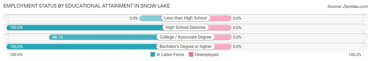 Employment Status by Educational Attainment in Snow Lake