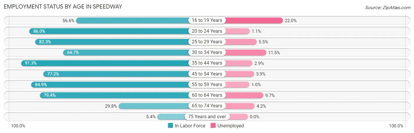 Employment Status by Age in Speedway
