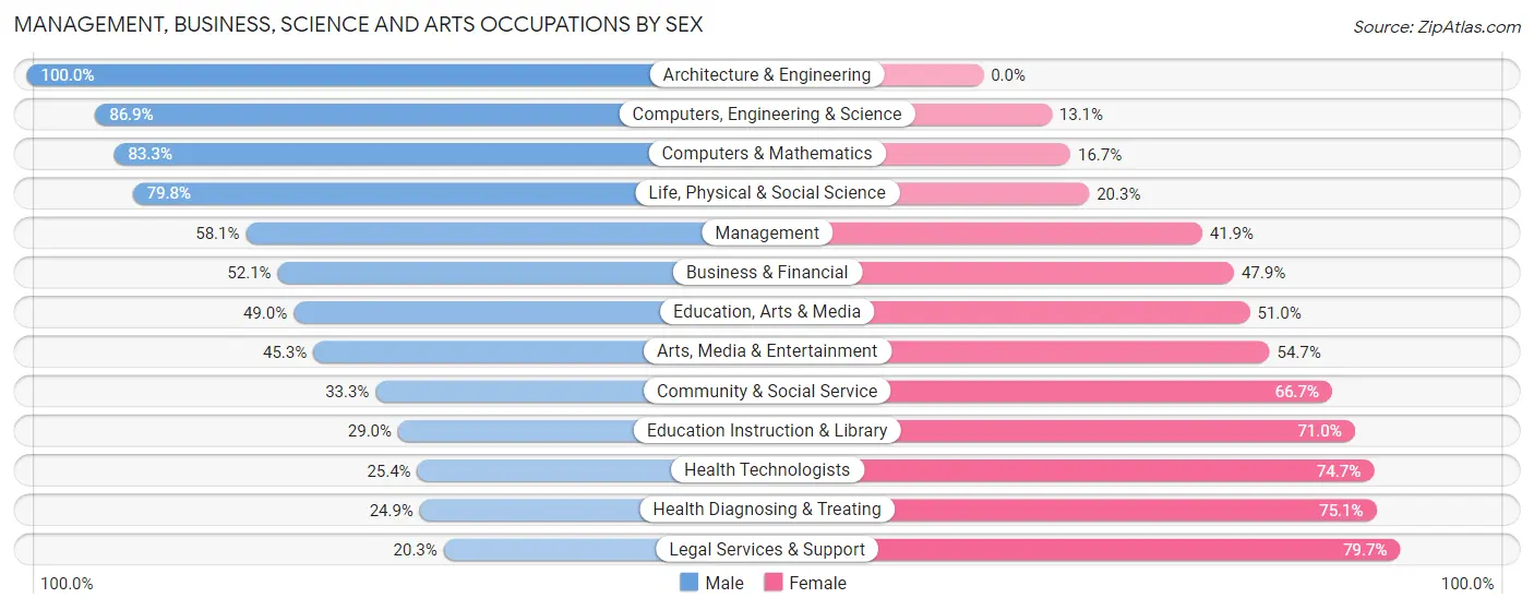 Management, Business, Science and Arts Occupations by Sex in Speedway