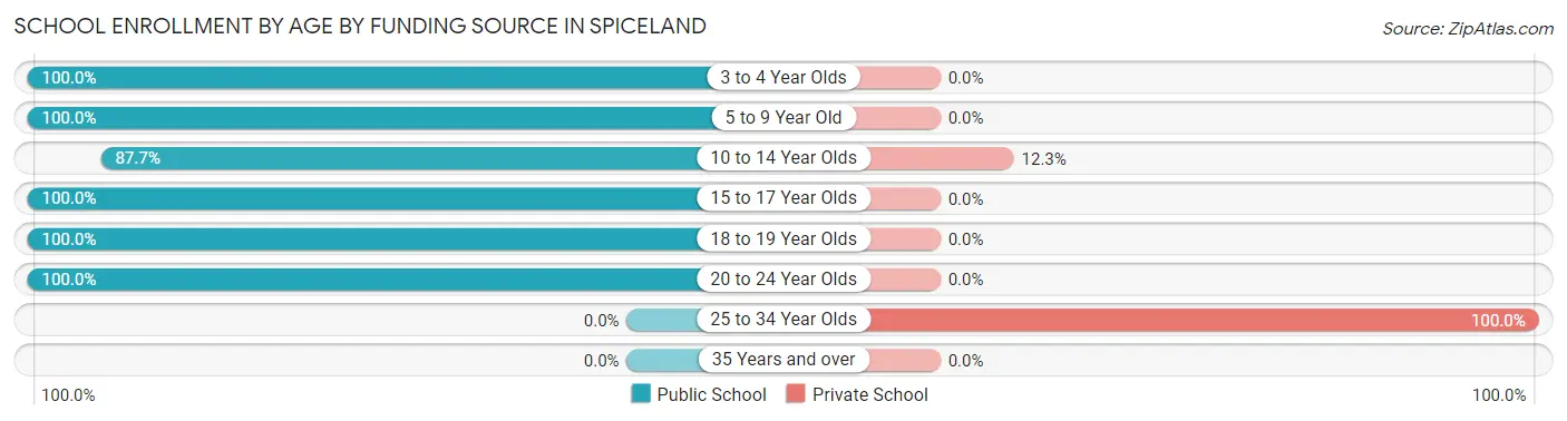 School Enrollment by Age by Funding Source in Spiceland
