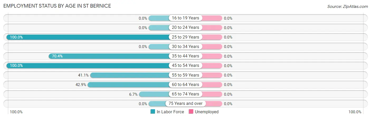 Employment Status by Age in St Bernice