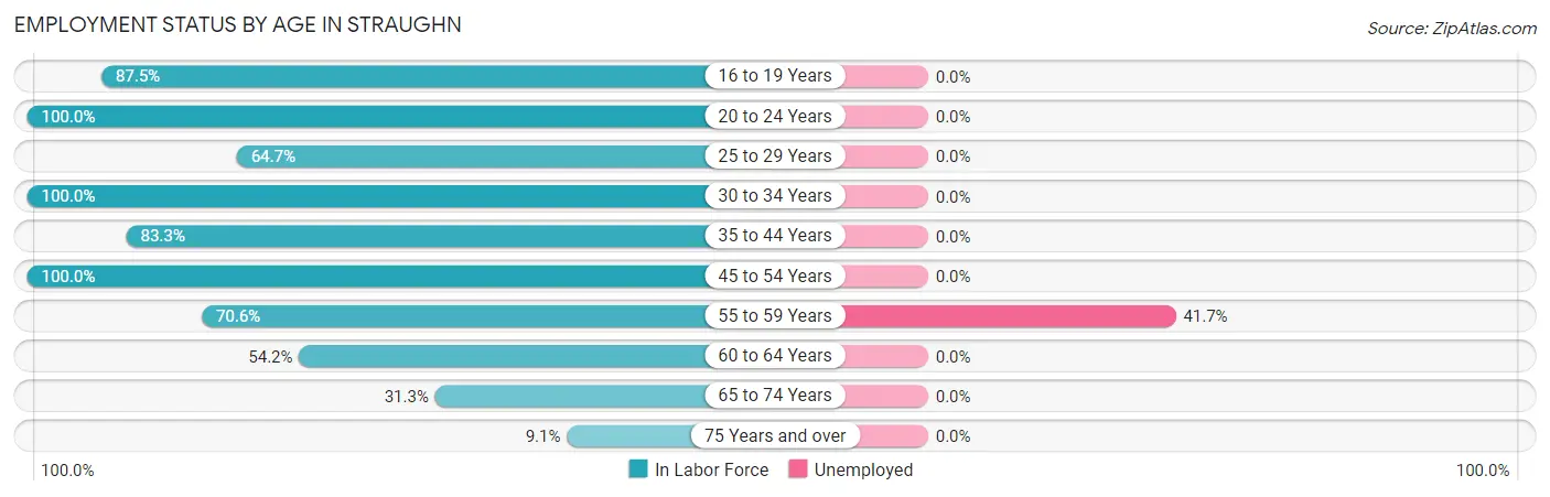 Employment Status by Age in Straughn