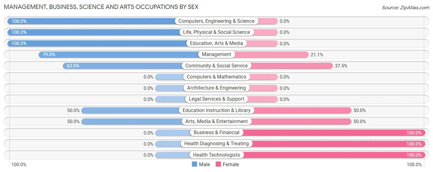 Management, Business, Science and Arts Occupations by Sex in Sulphur Springs
