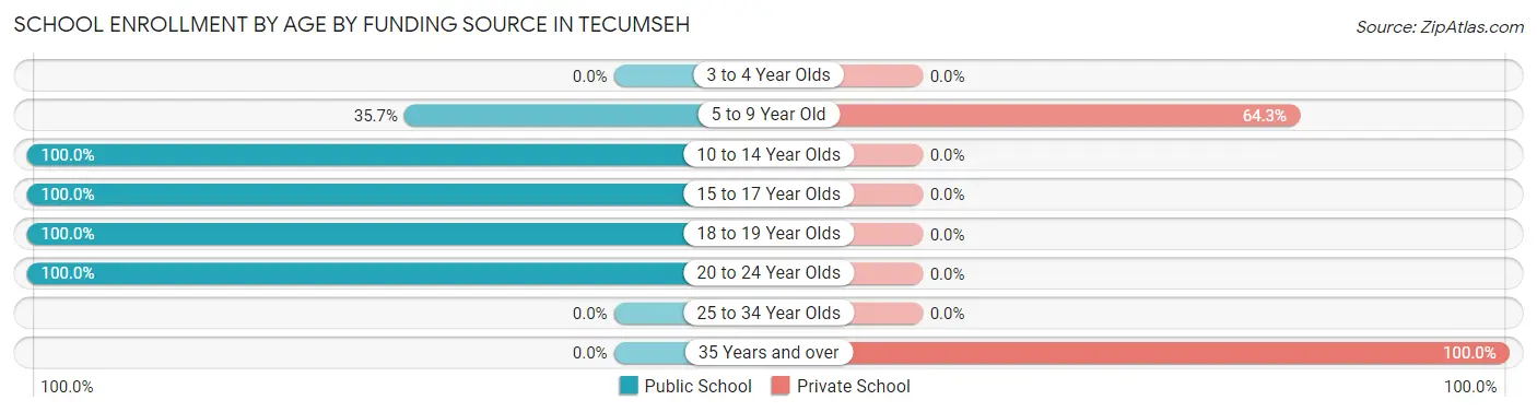 School Enrollment by Age by Funding Source in Tecumseh
